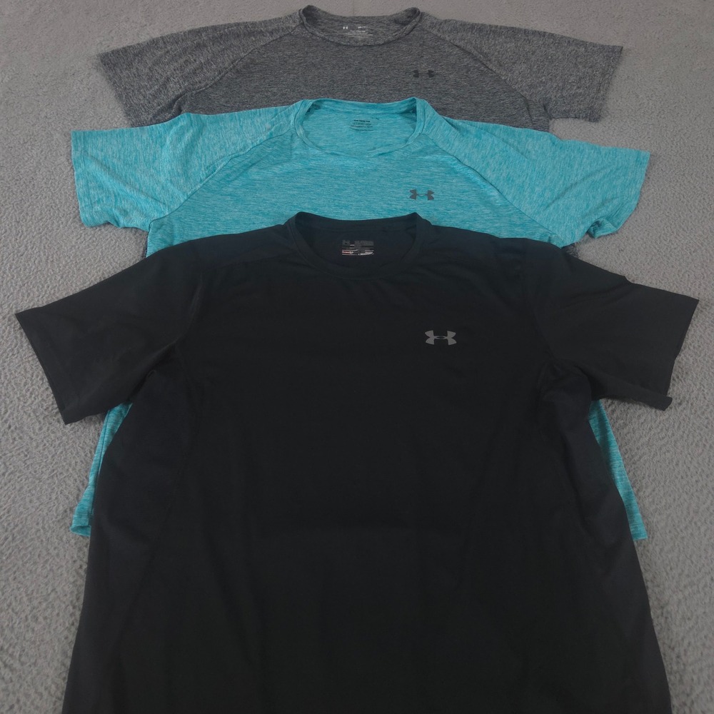 LOT OF 3 Under Armour Shirt Mens 3XL Multi The Tech Tee Heatgear Performance Lot